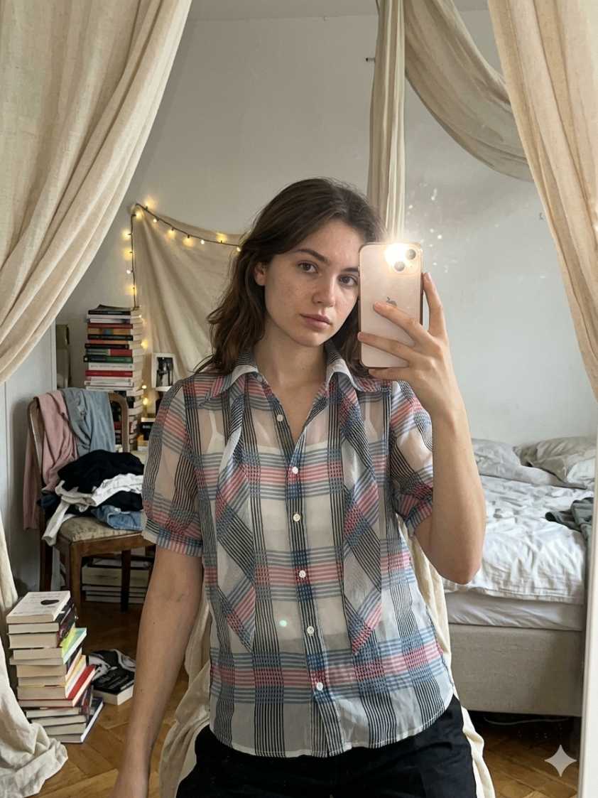 Sheer Plaid Overlay Top