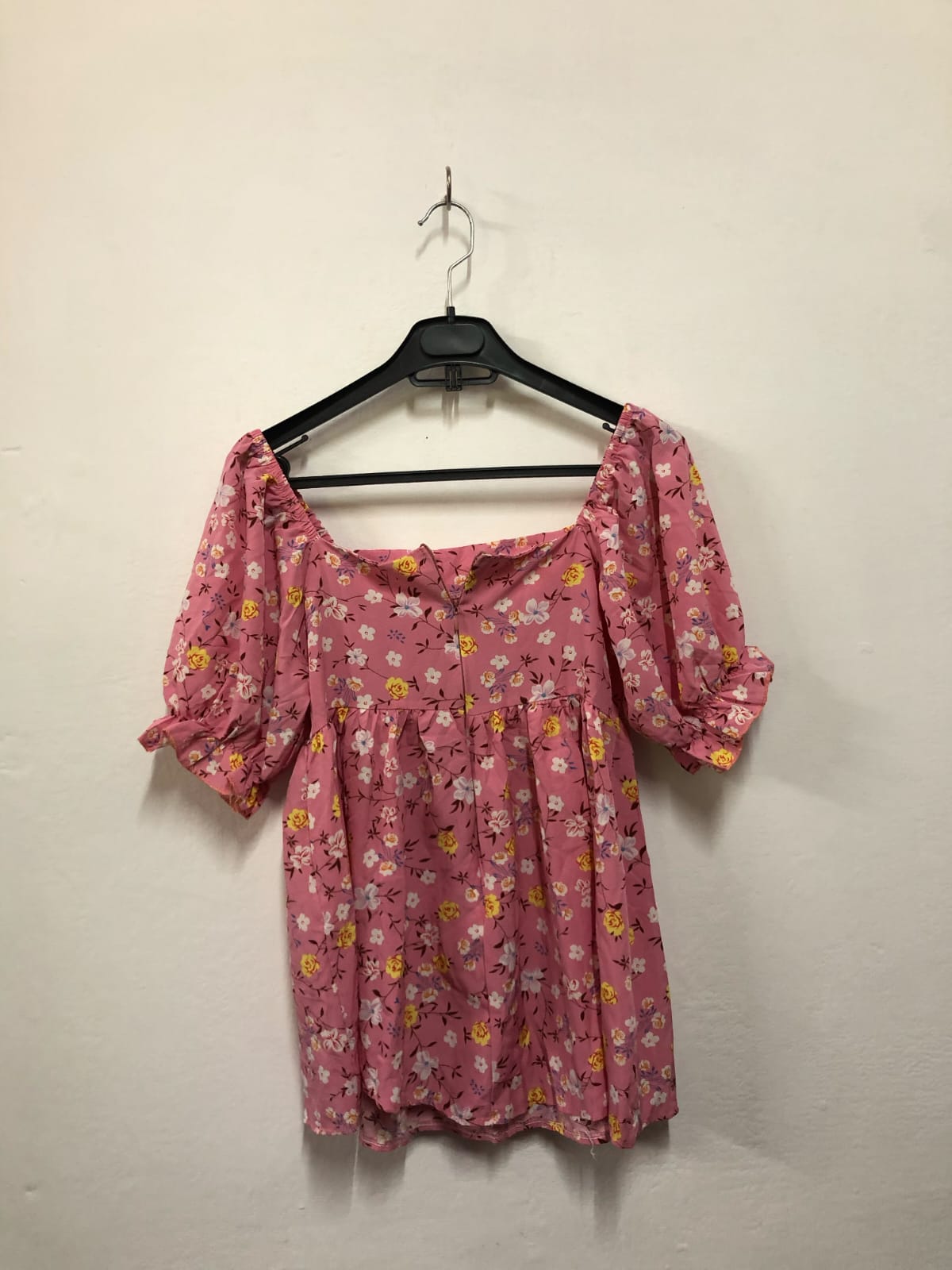 Pink Floral Puff Sleeve Top
