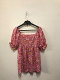 Pink Floral Puff Sleeve Top