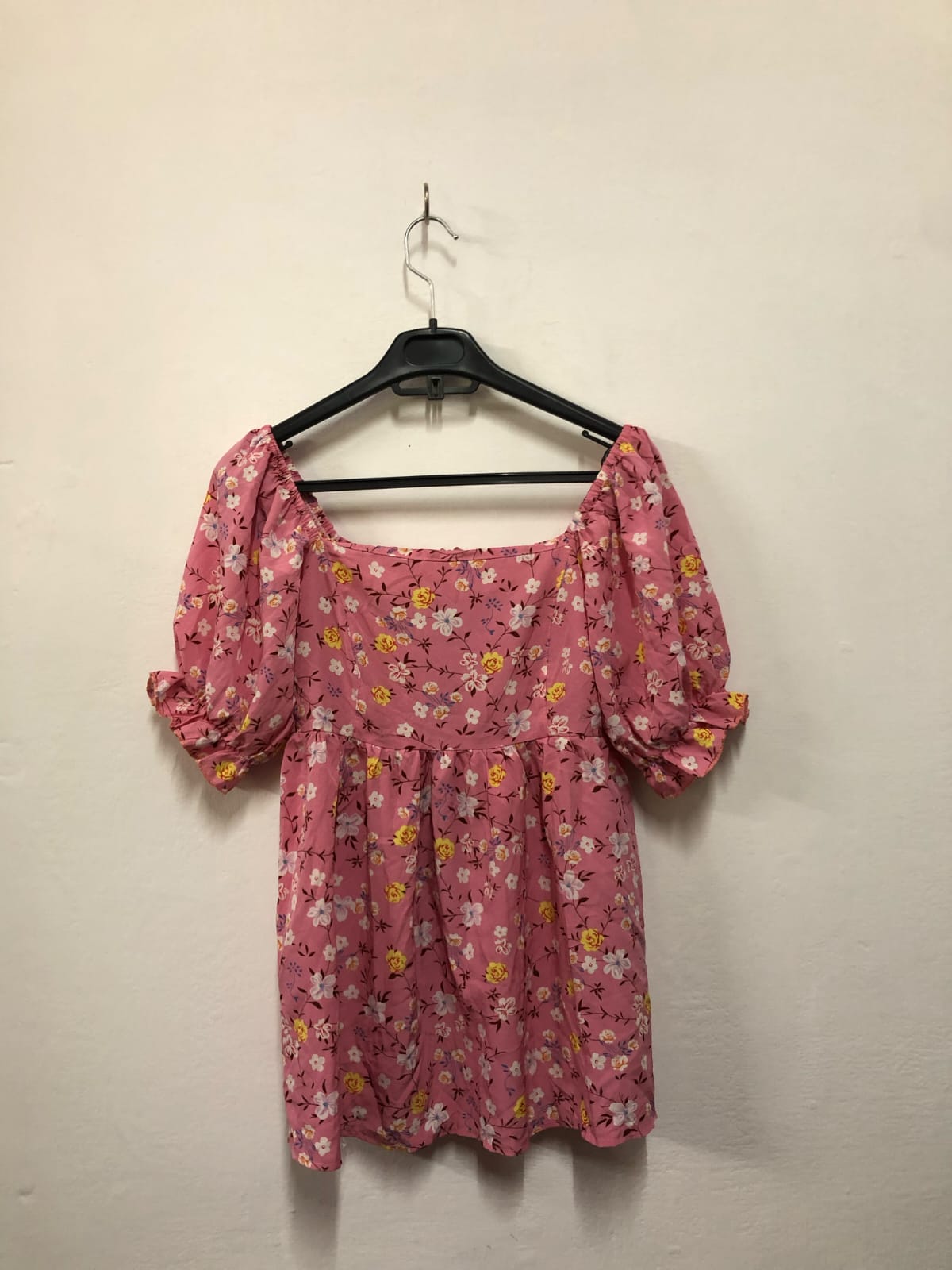 Pink Floral Puff Sleeve Top