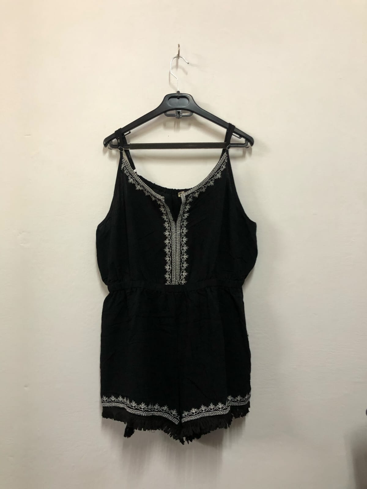 Black Embroidered Romper