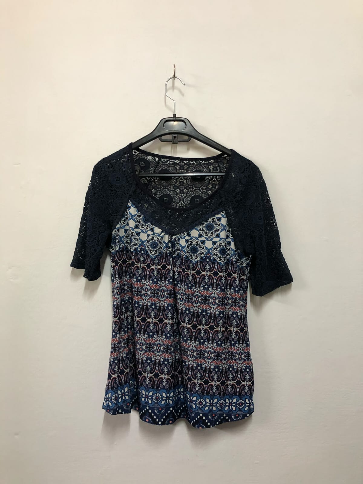Boho Printed Lace Top