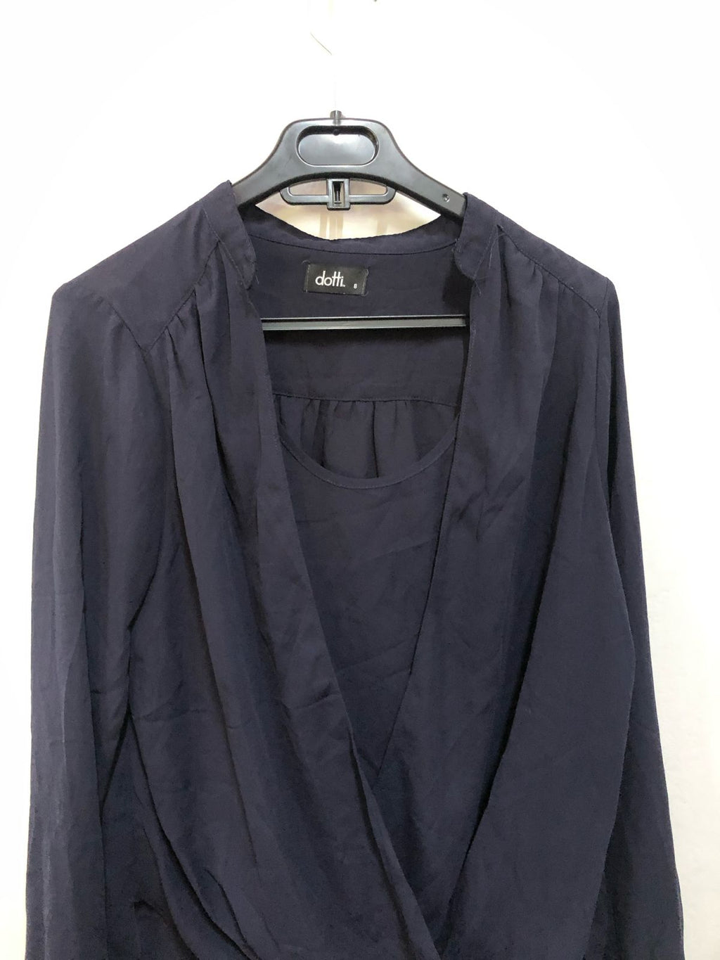 Navy Drape Front Top
