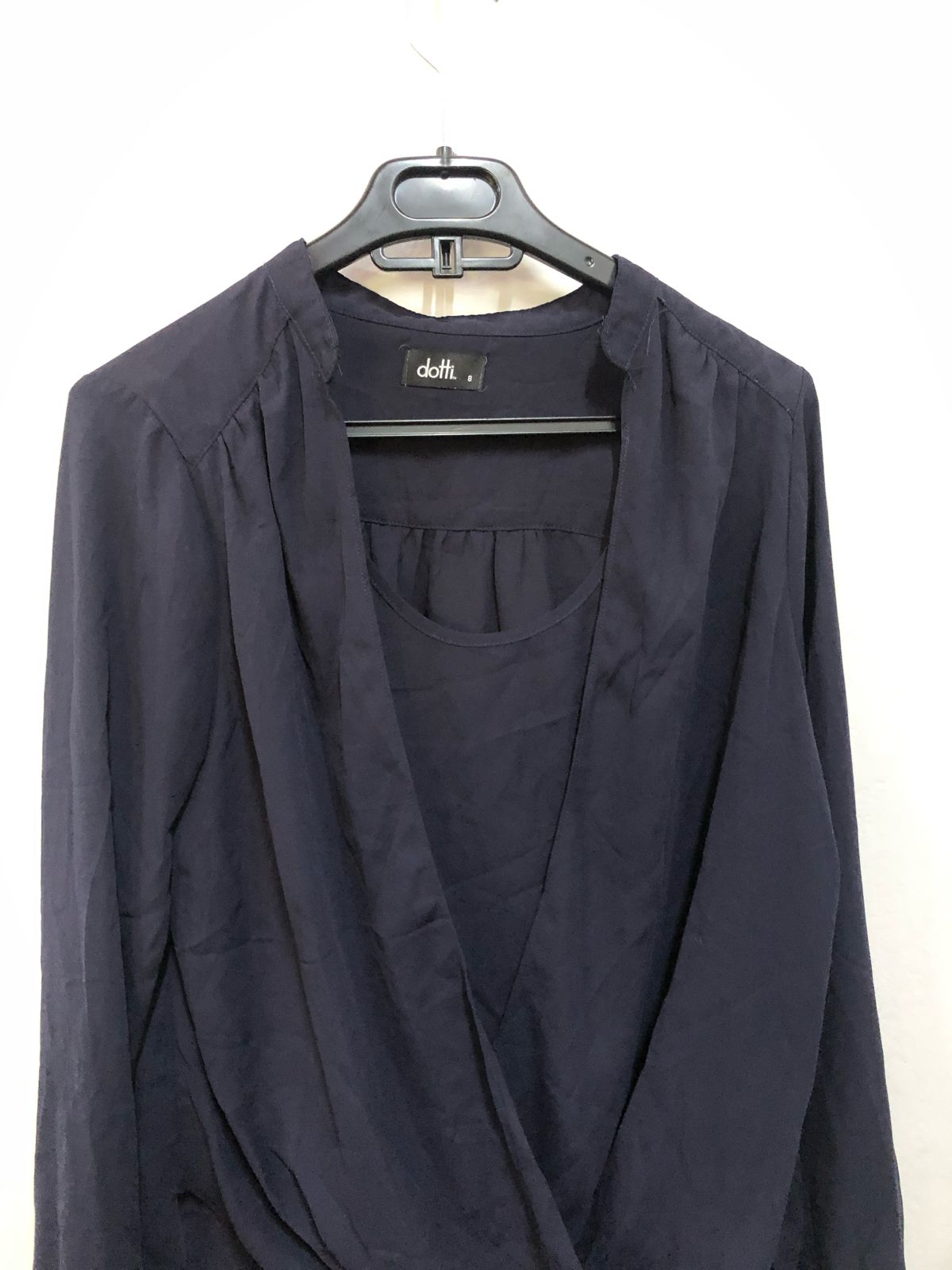 Navy Drape Front Top