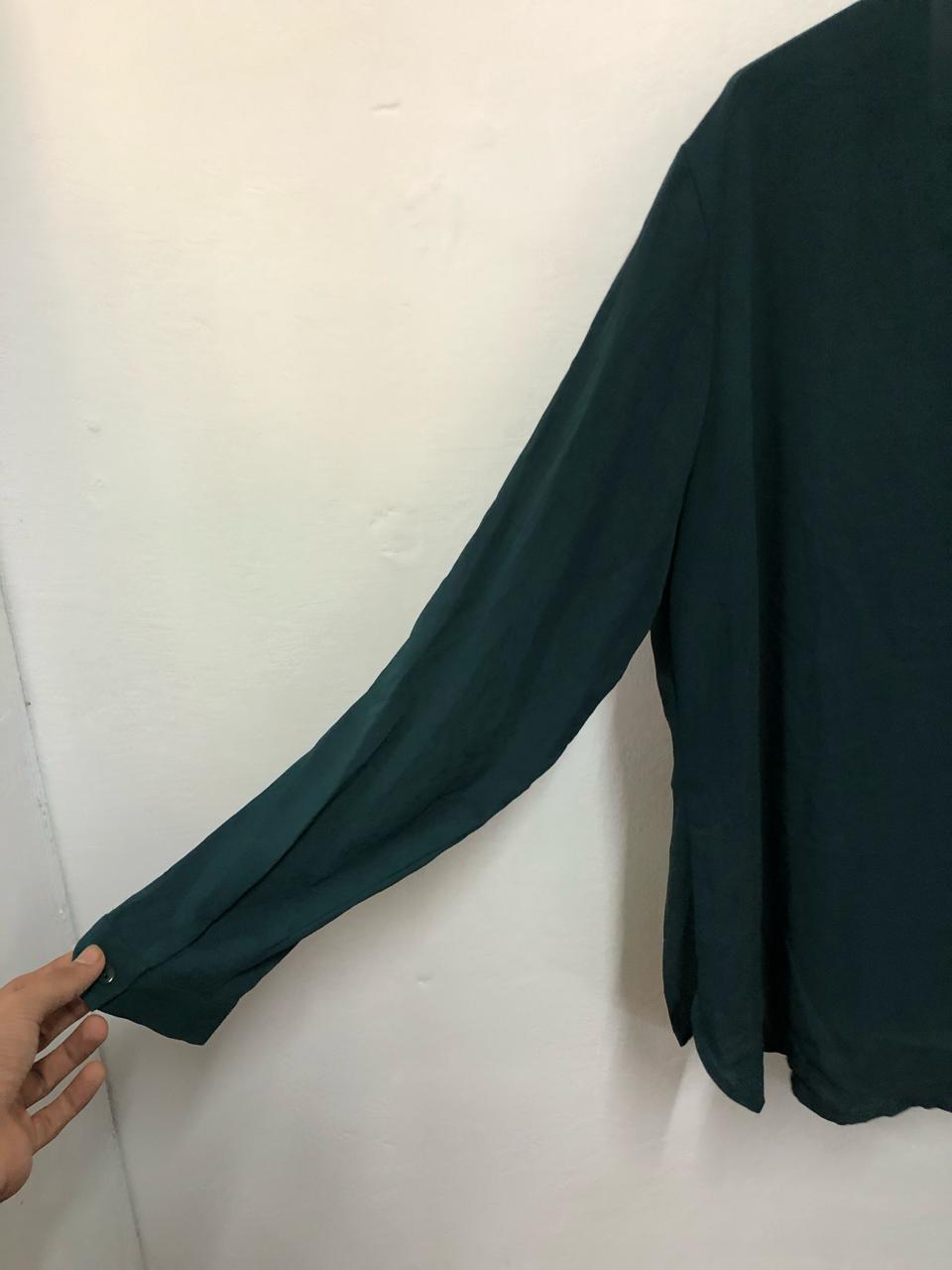 Dark Green V-Neck Top