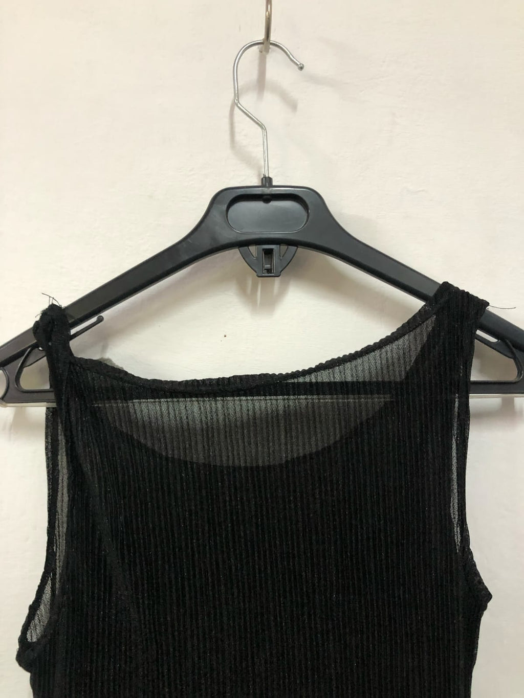 Black Ribbed Sleeveless Top