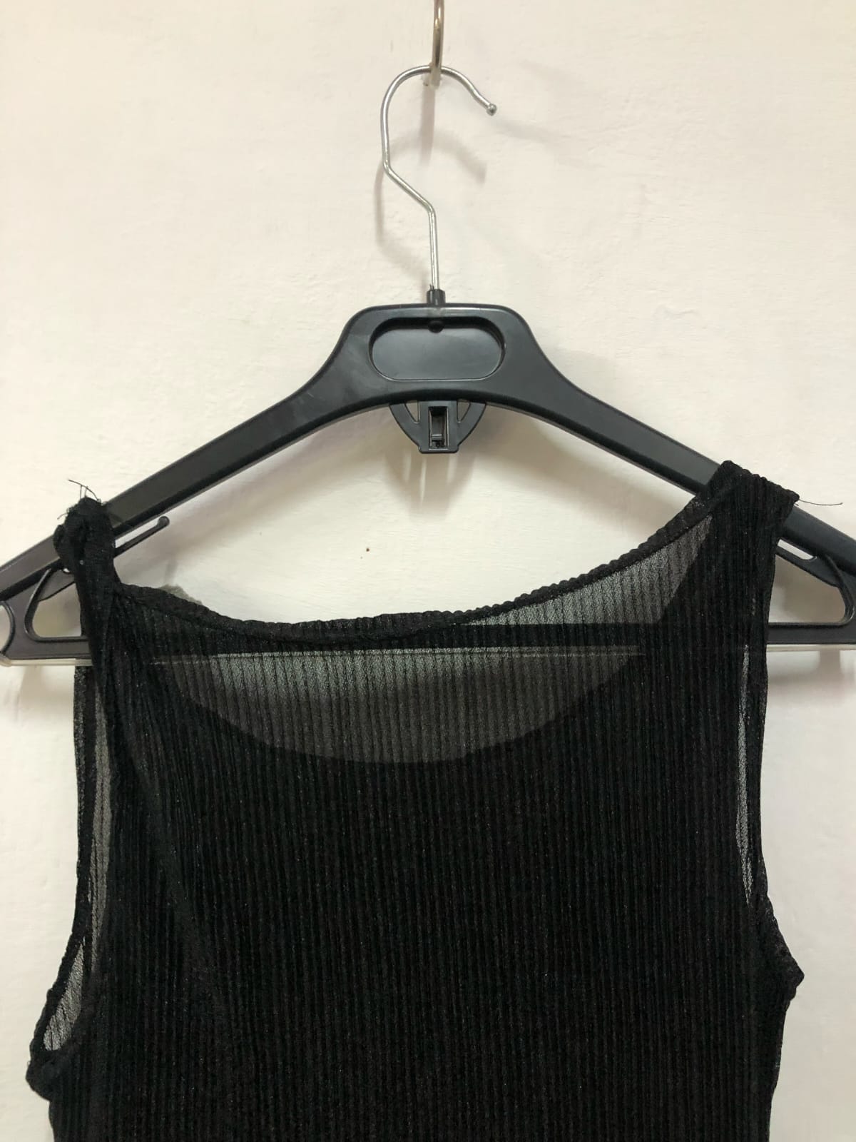 Black Ribbed Sleeveless Top