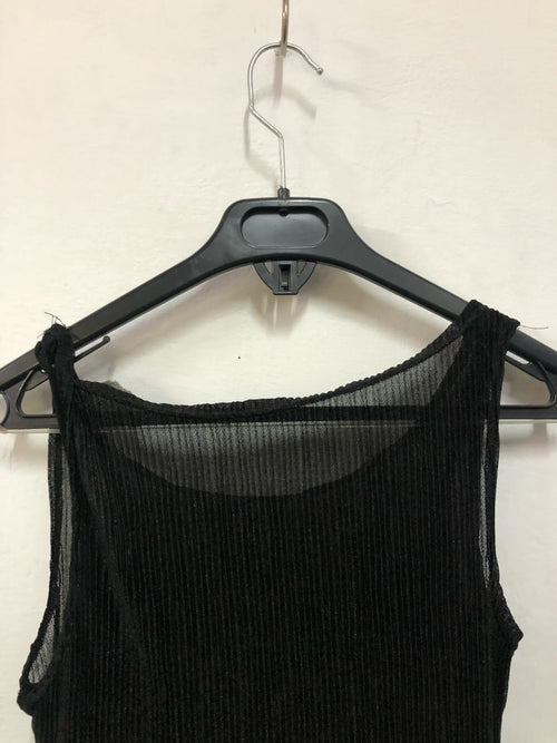 Black Ribbed Sleeveless Top