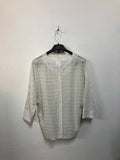 White Metallic Stripe Blouse