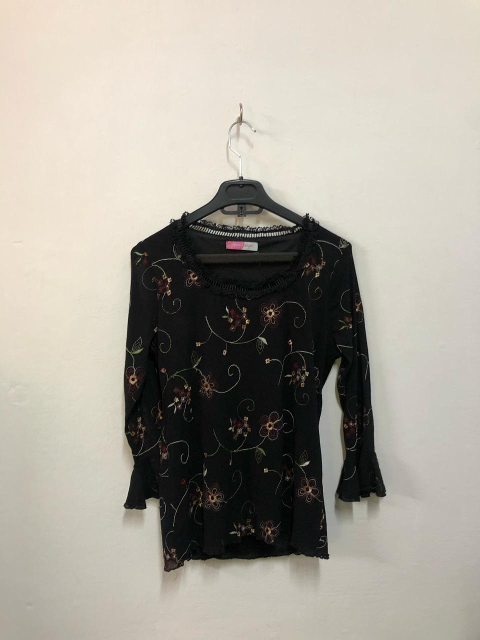 Pure Black Floral Top
