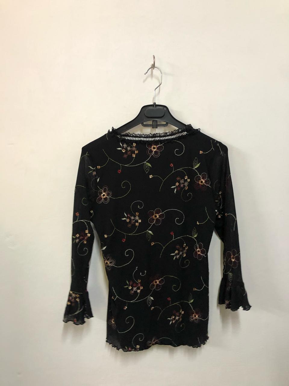 Pure Black Floral Top