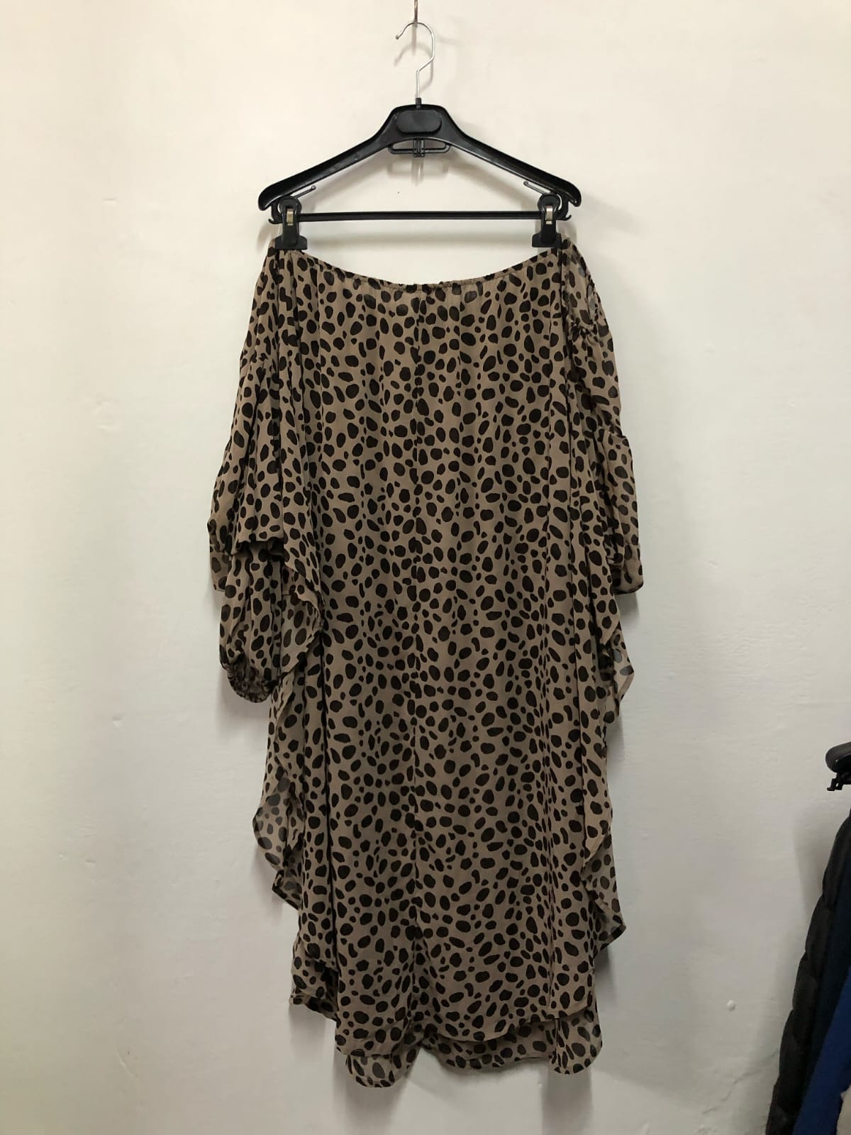 Cream Dotted Midi Dress