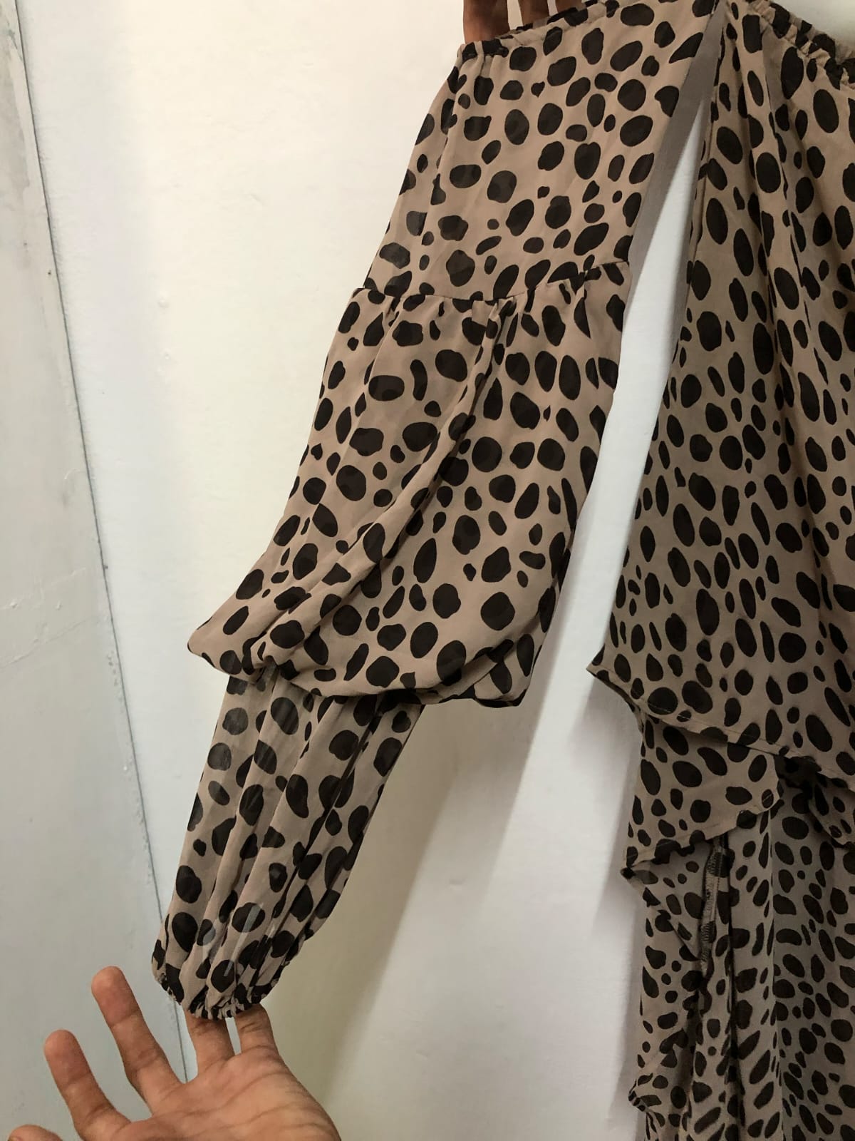 Cream Dotted Midi Dress