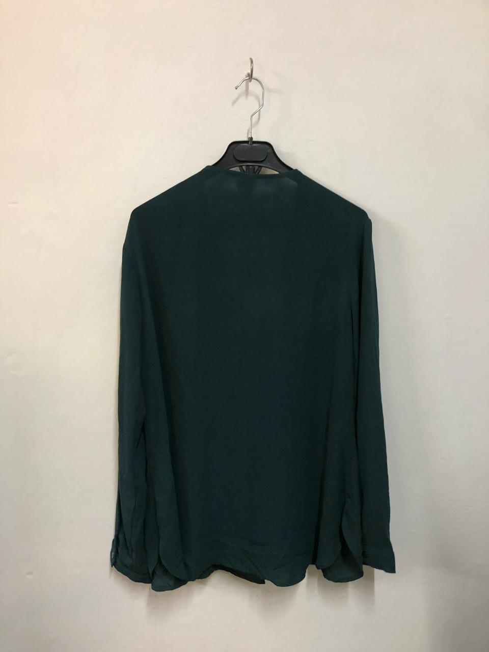 Dark Green V-Neck Top