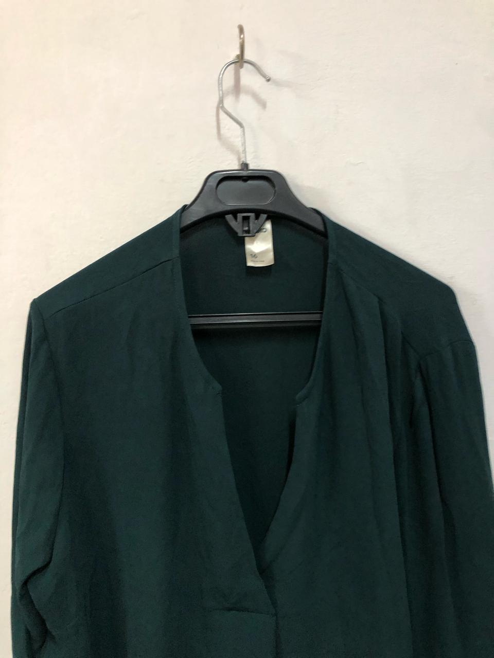 Dark Green V-Neck Top