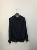 Navy Drape Front Top