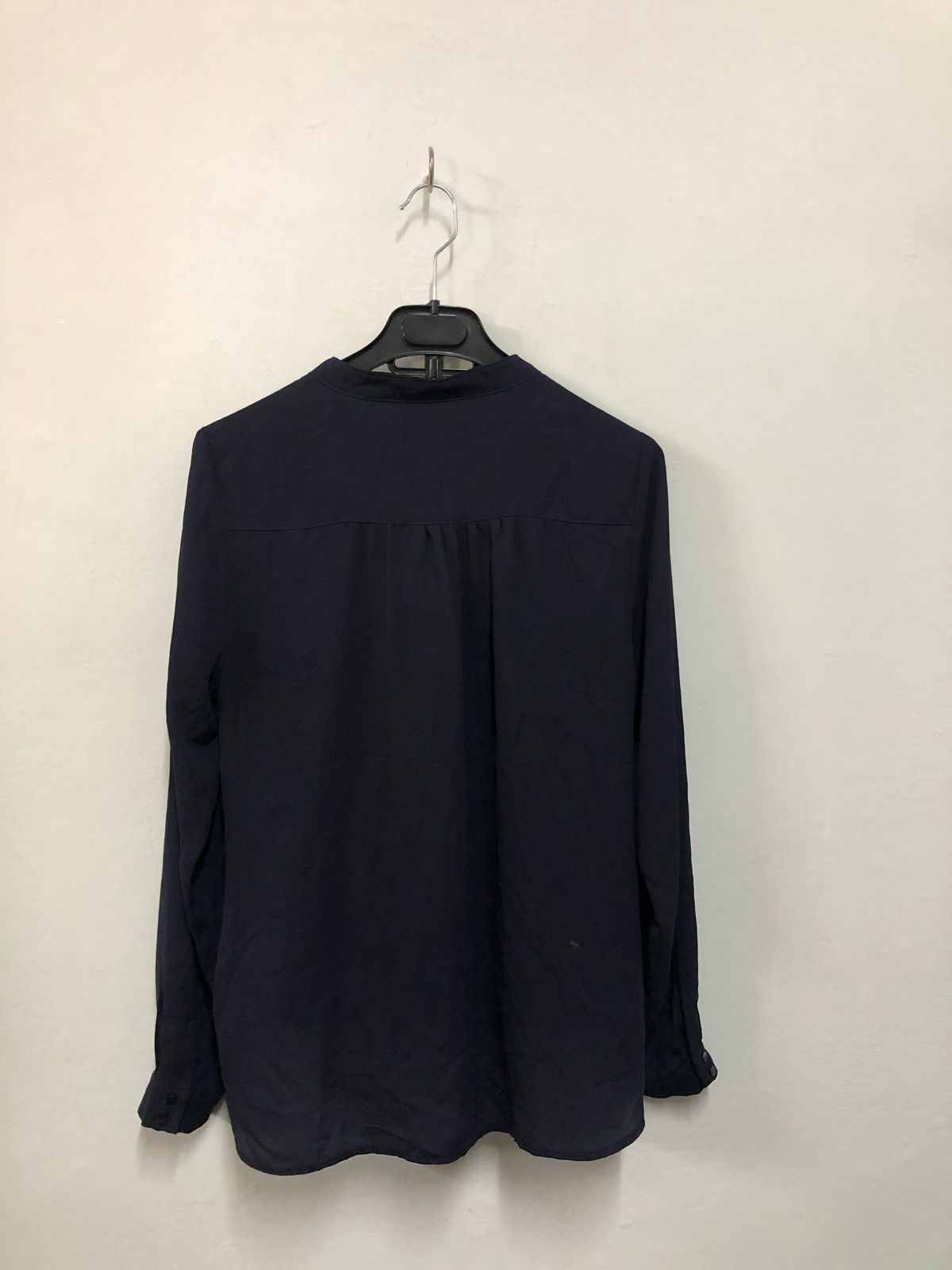 Navy Drape Front Top
