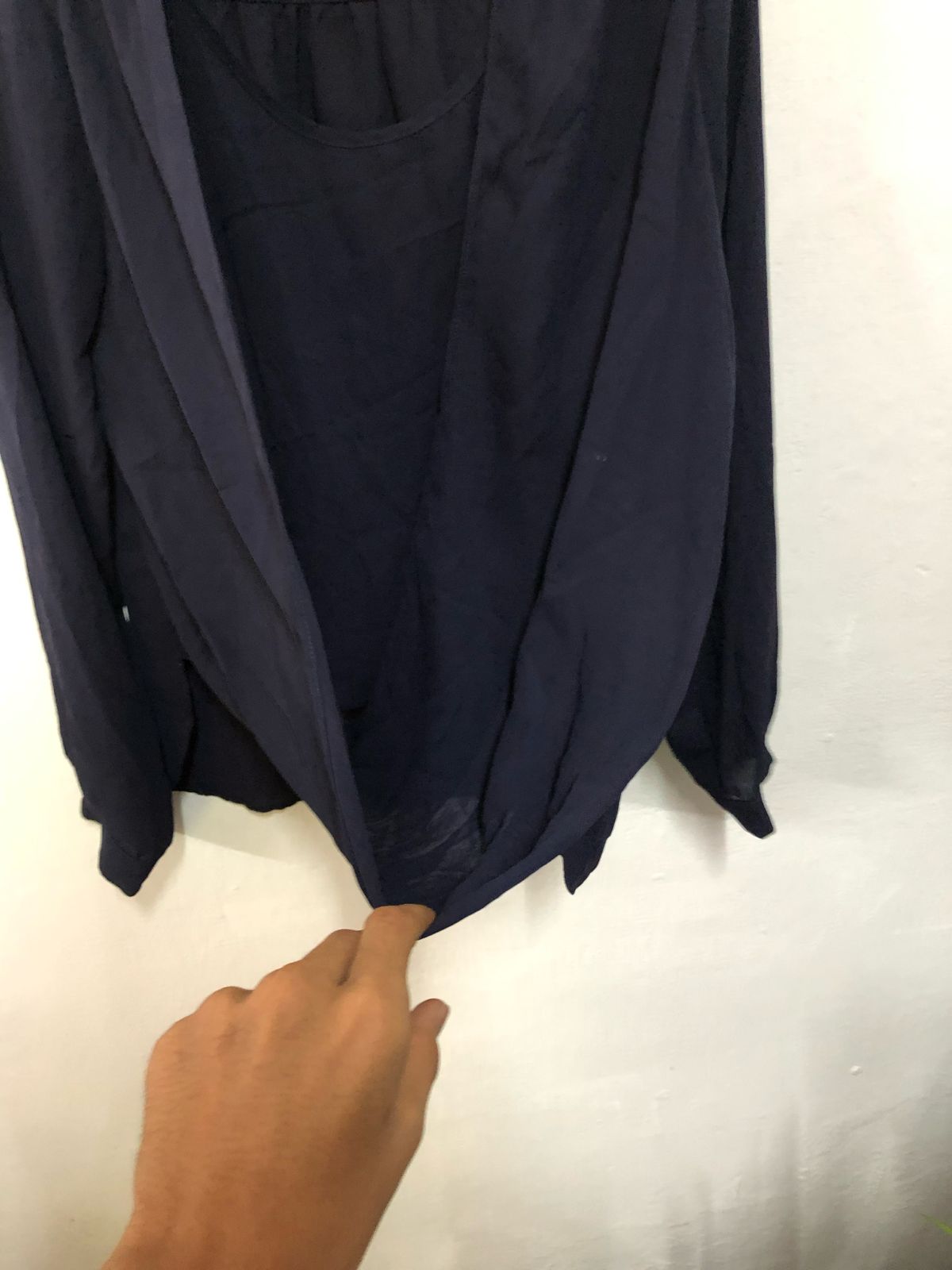 Navy Drape Front Top