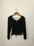 Black Polka Dot Smocked Top