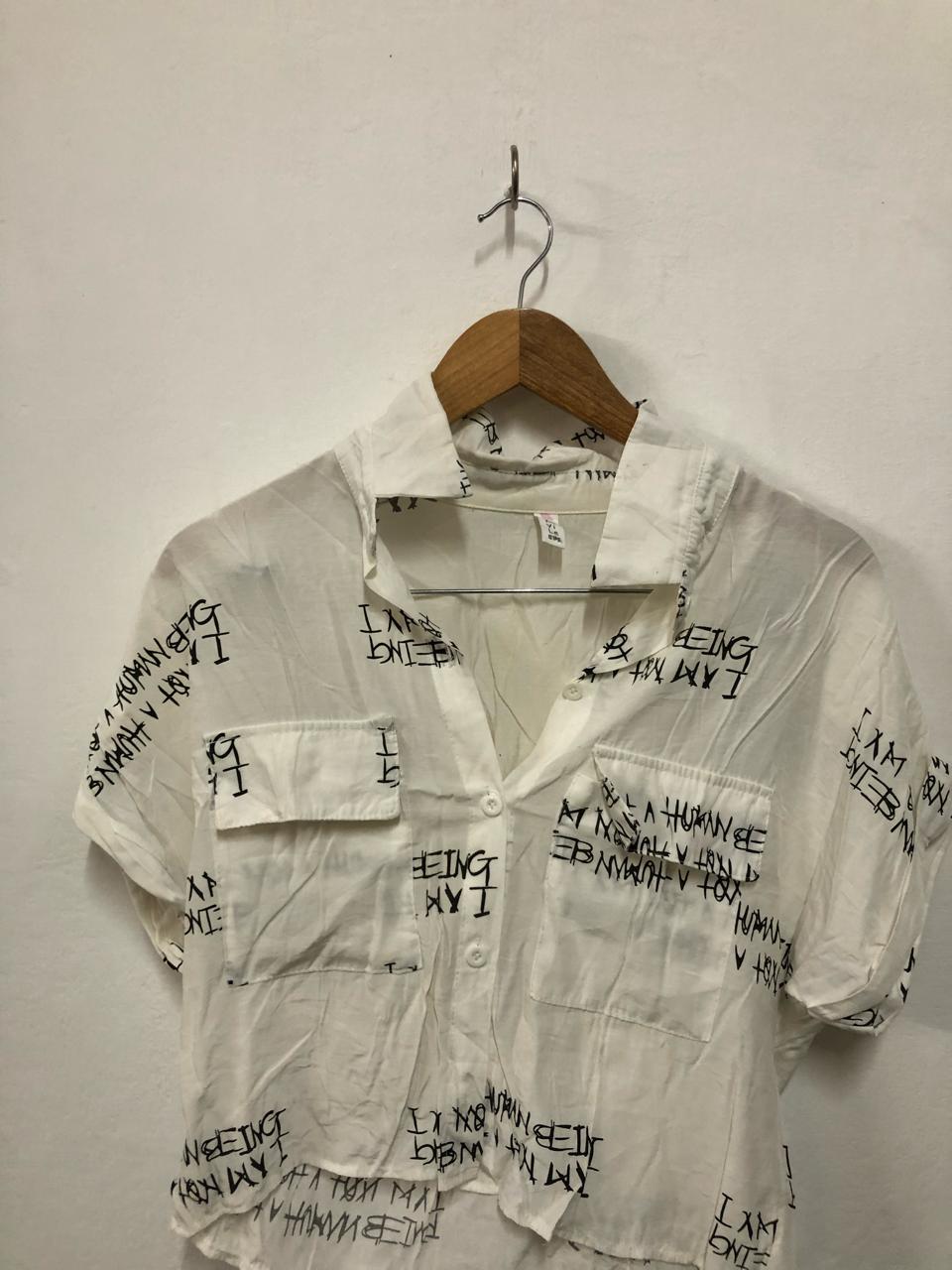 White Textured Utility Top
