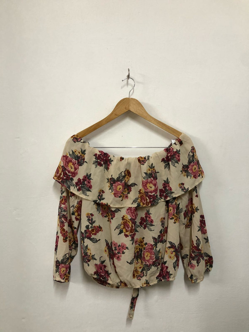 Brown Floral Off-Shoulder Top