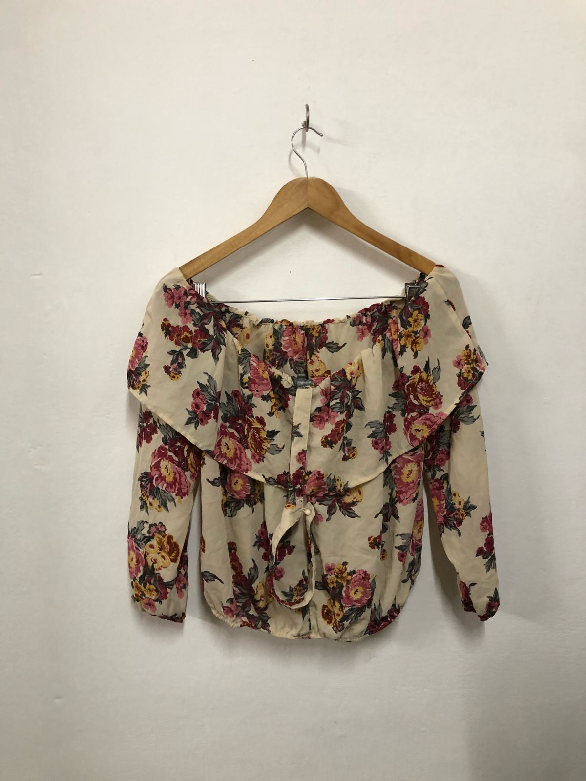 Brown Floral Off-Shoulder Top
