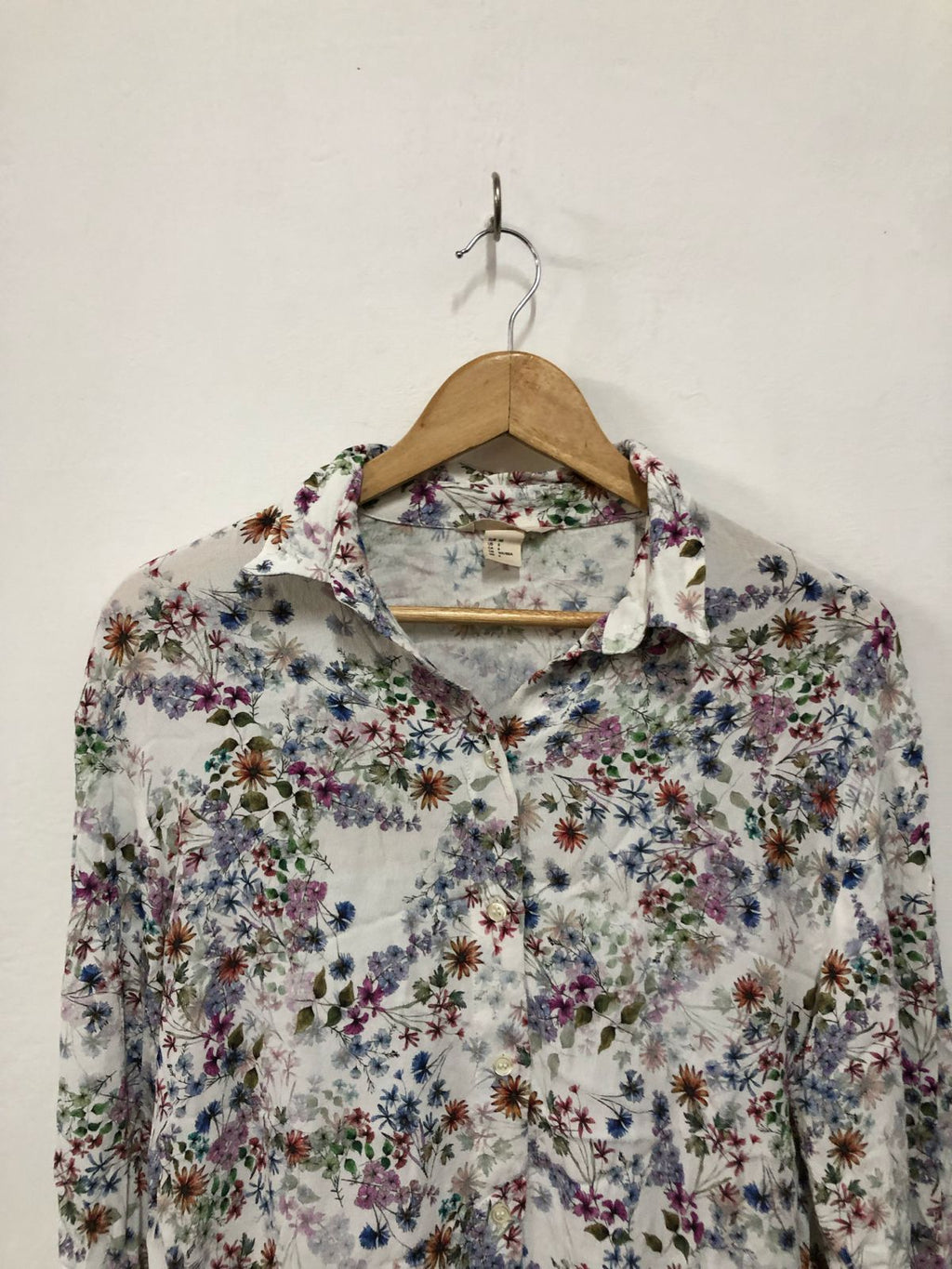 White Floral Button-Up Shirt