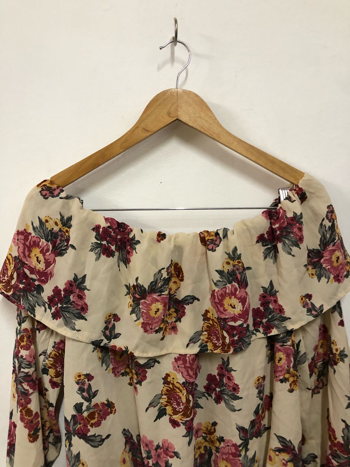 Brown Floral Off-Shoulder Top