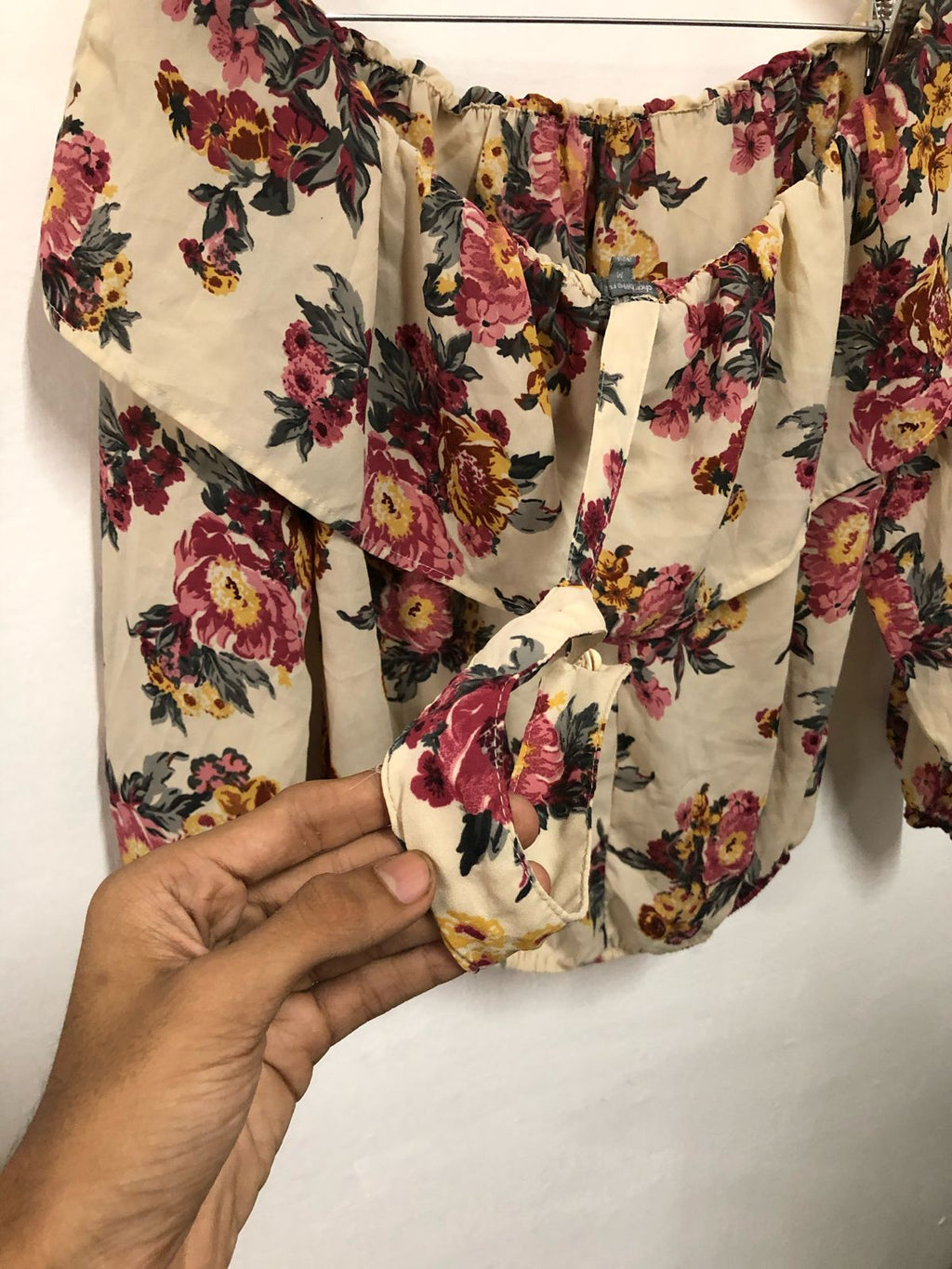 Brown Floral Off-Shoulder Top