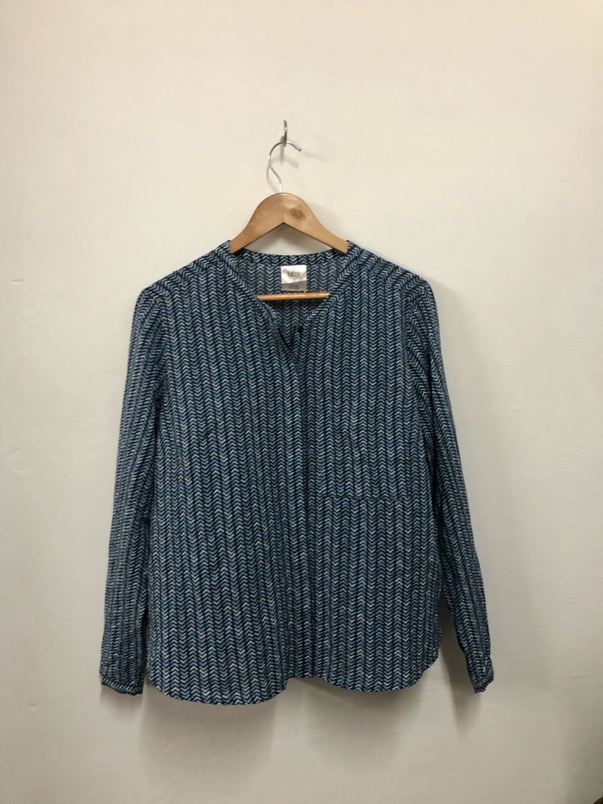 Blue Chevron Print Top