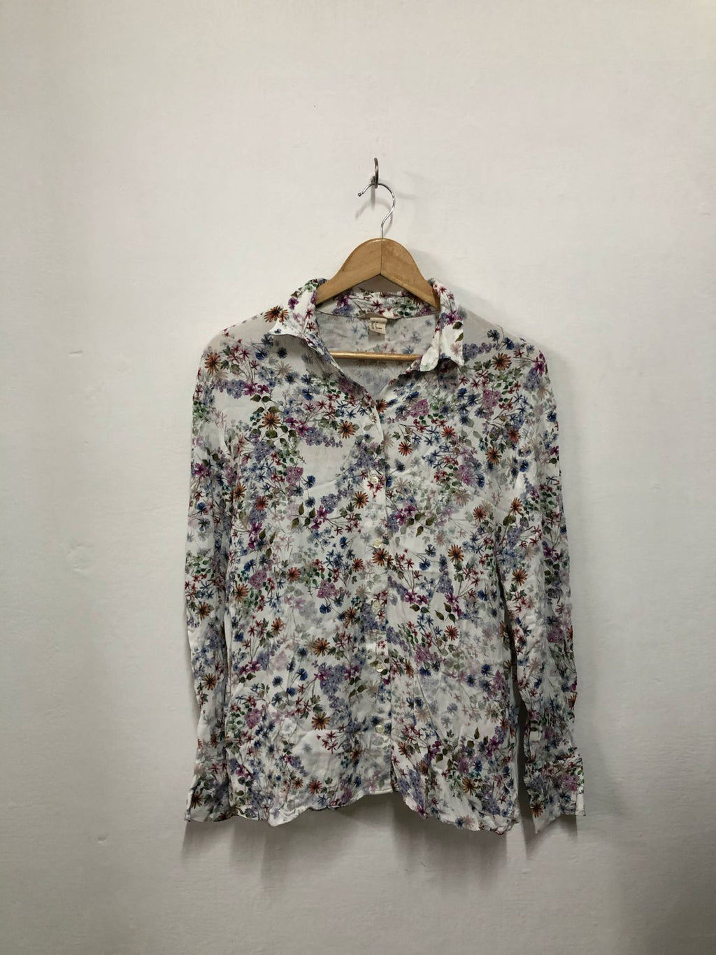 White Floral Button-Up Shirt
