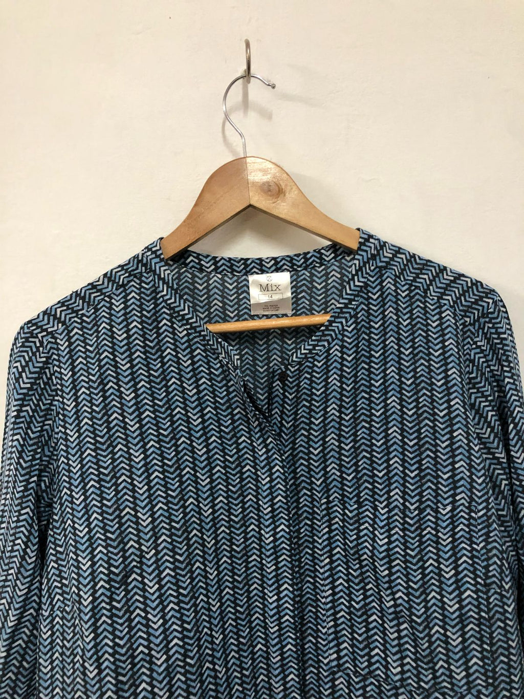 Blue Chevron Print Top