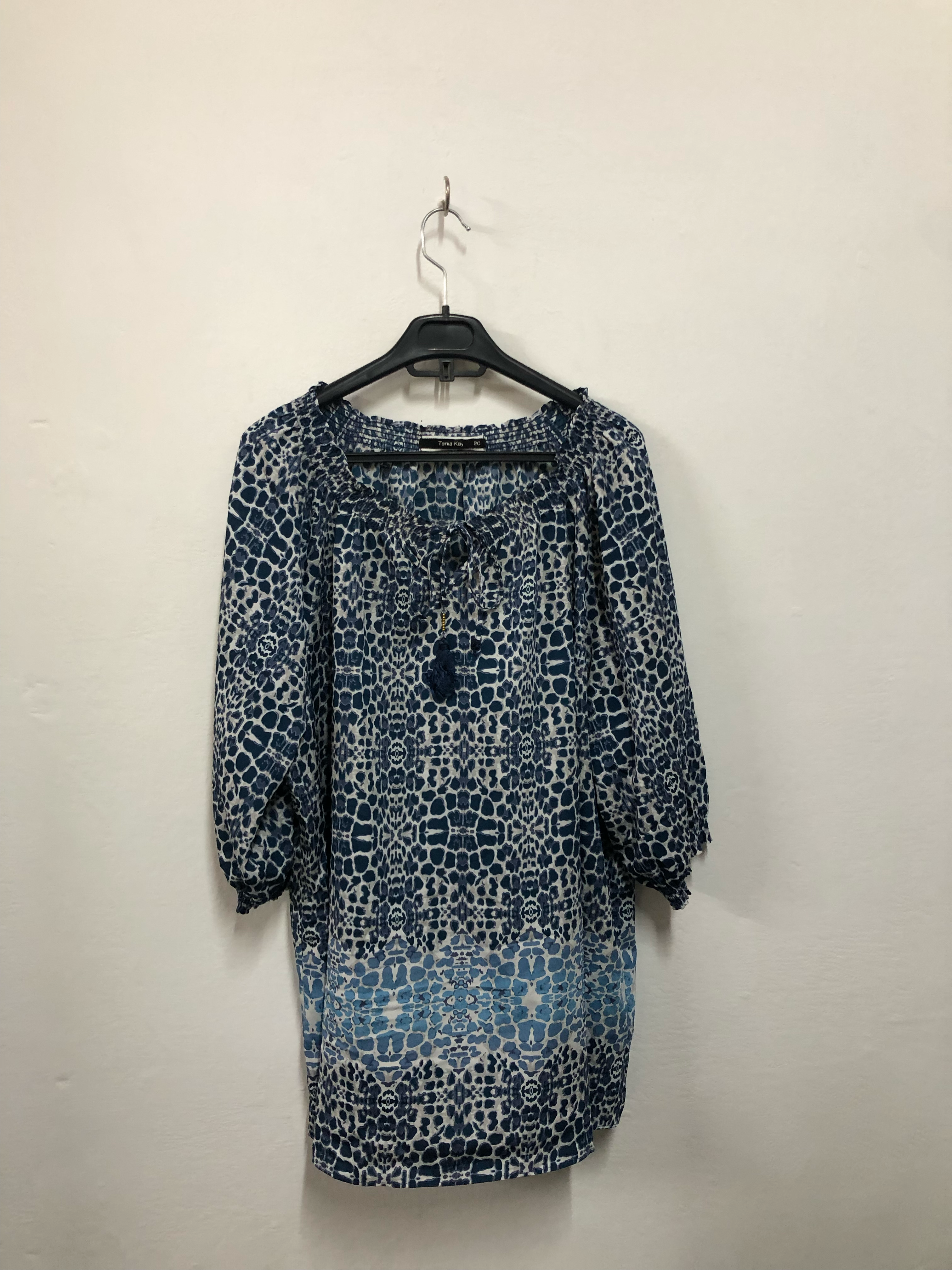 Blue & White Printed Top