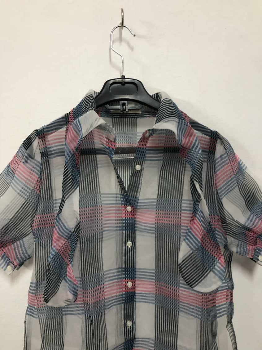 Sheer Plaid Overlay Top