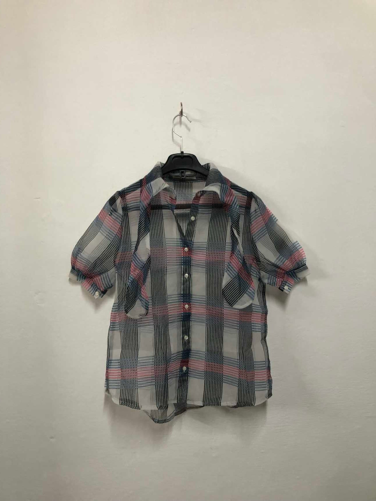 Sheer Plaid Overlay Top