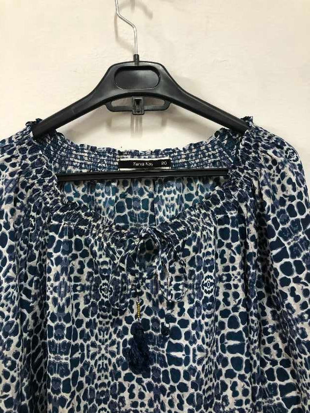 Blue & White Printed Top