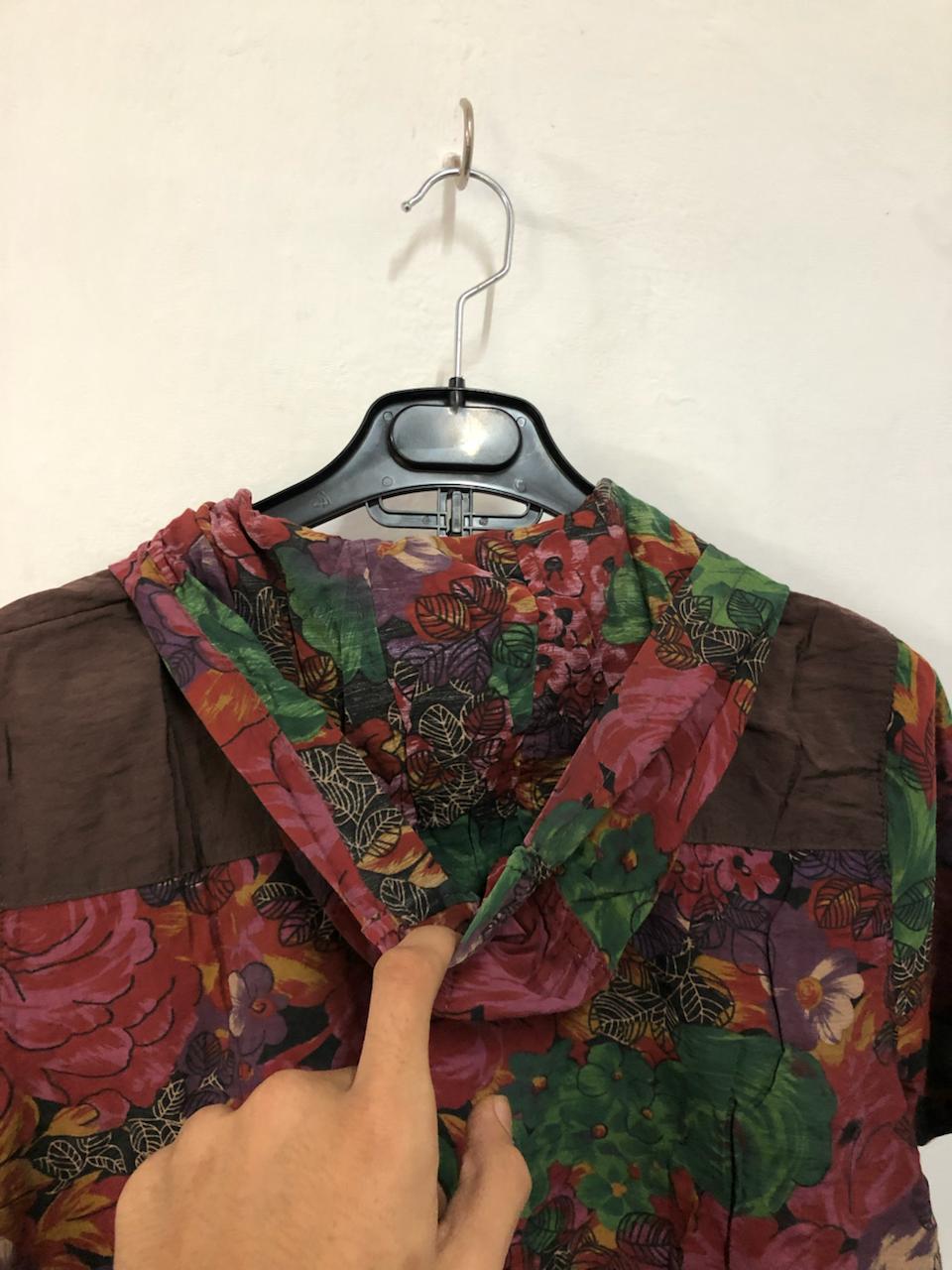 Brown Floral Hooded Top