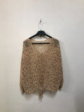 Cream Printed Tie-Front Top