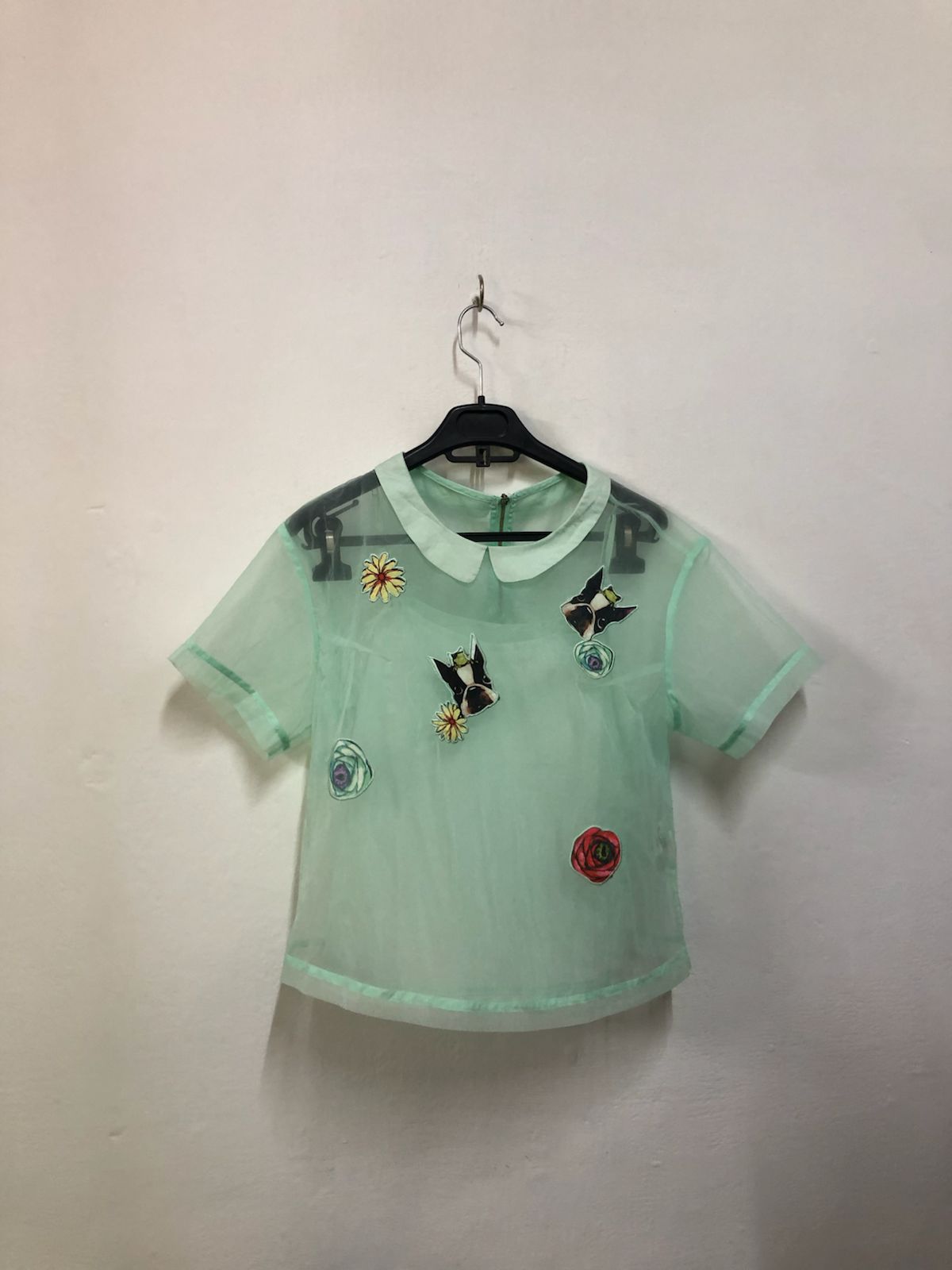 Mint Sheer Embroidered Top