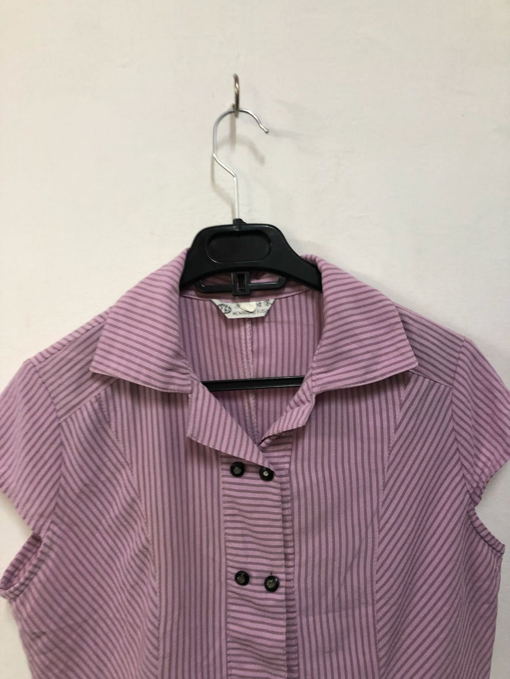 Violet Pinstripe Button Top
