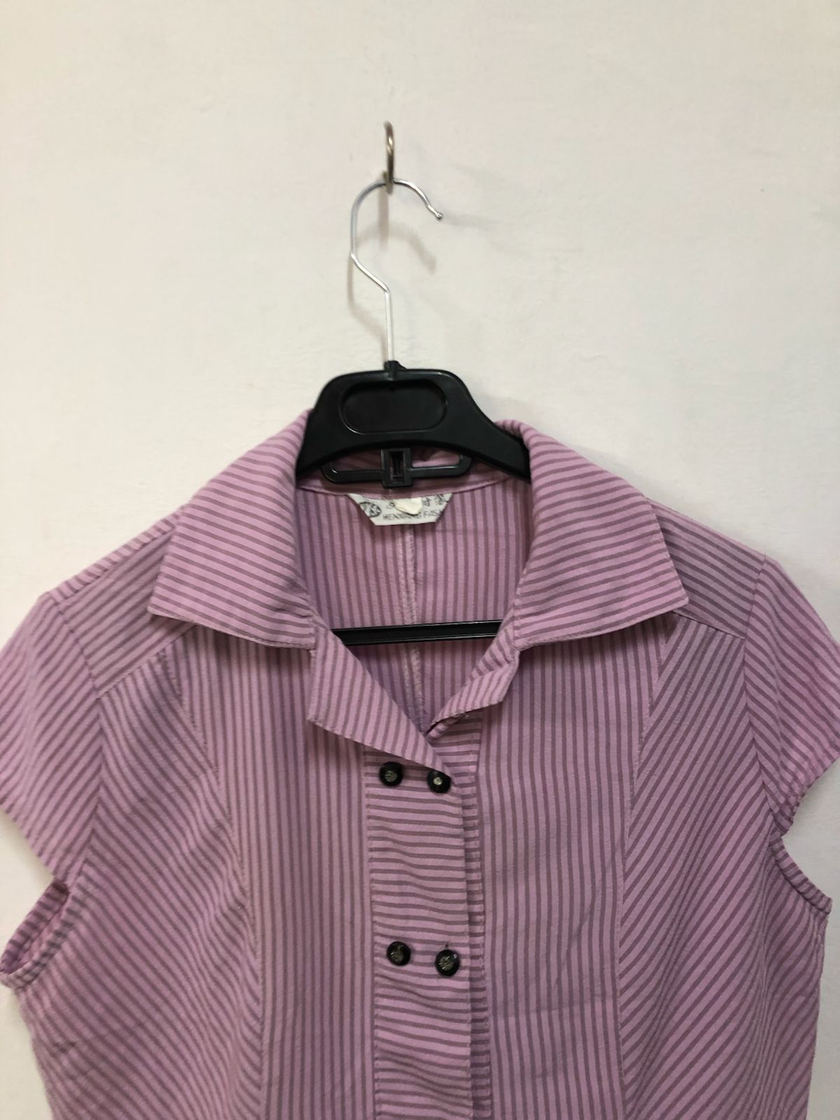 Violet Pinstripe Button Top