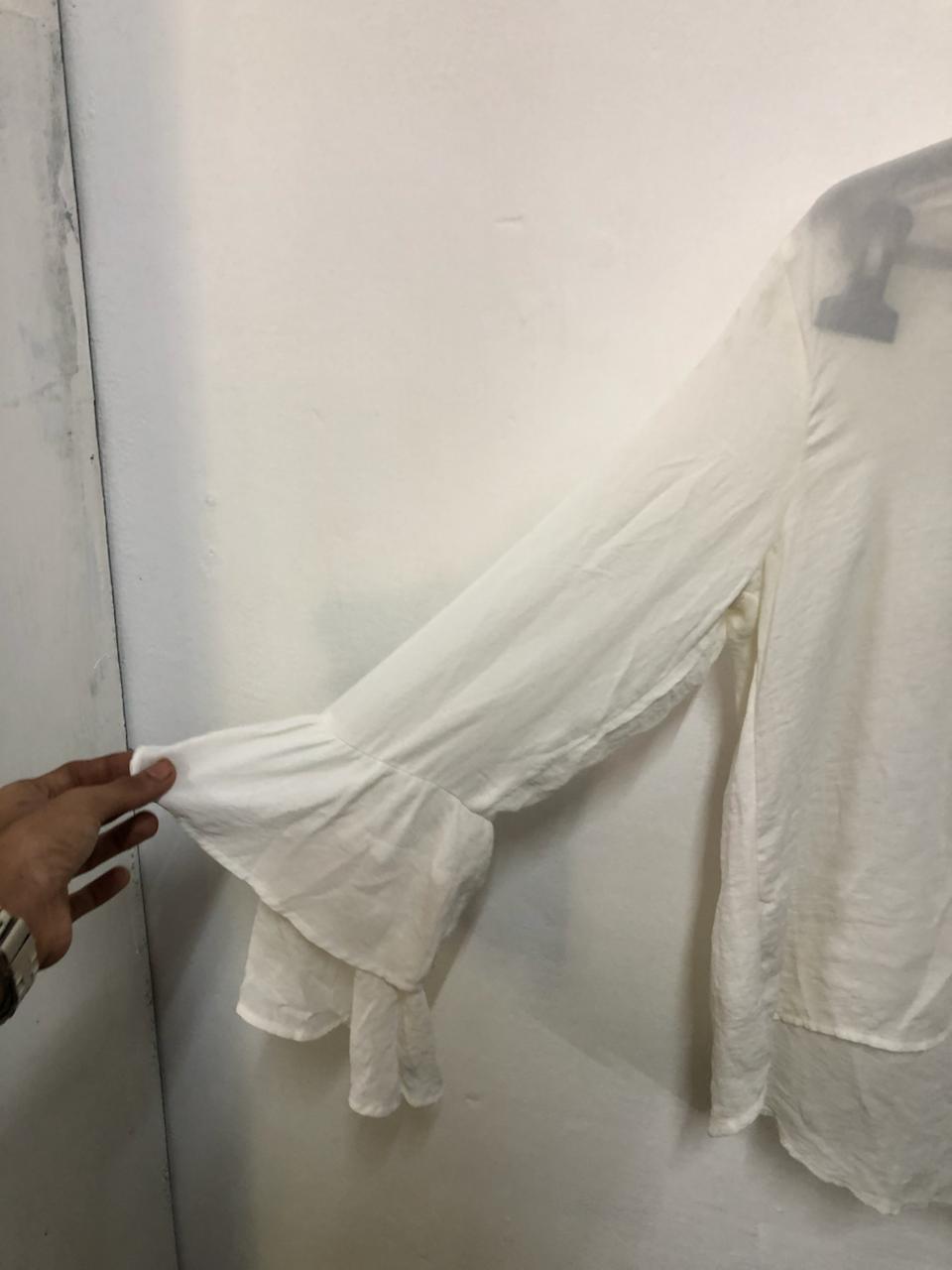 White Ruffle Sleeve Top