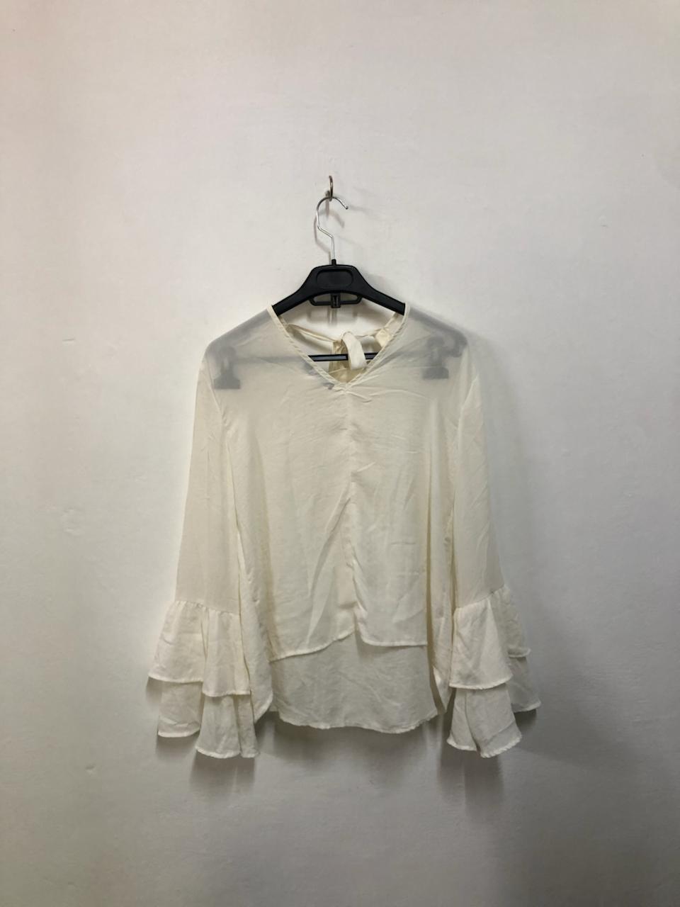 White Ruffle Sleeve Top