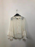 White Ruffle Sleeve Top