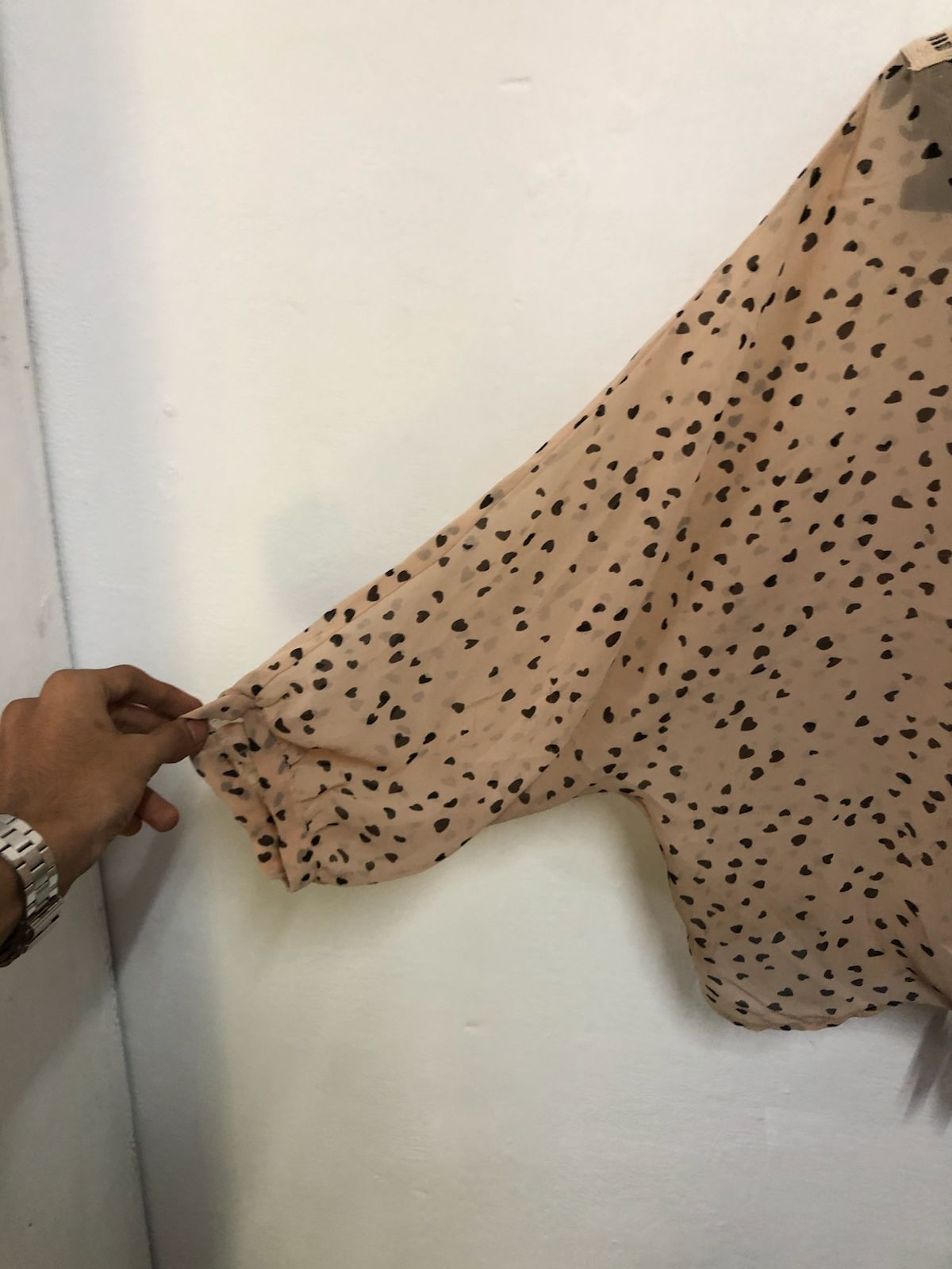 Cream Printed Tie-Front Top