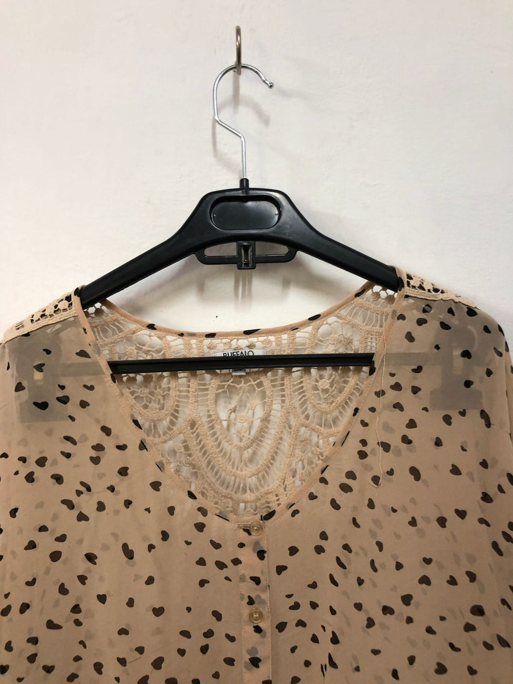 Cream Printed Tie-Front Top