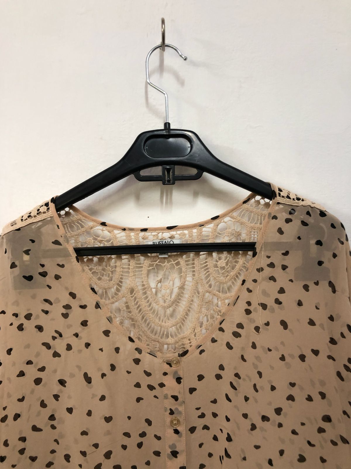 Cream Printed Tie-Front Top