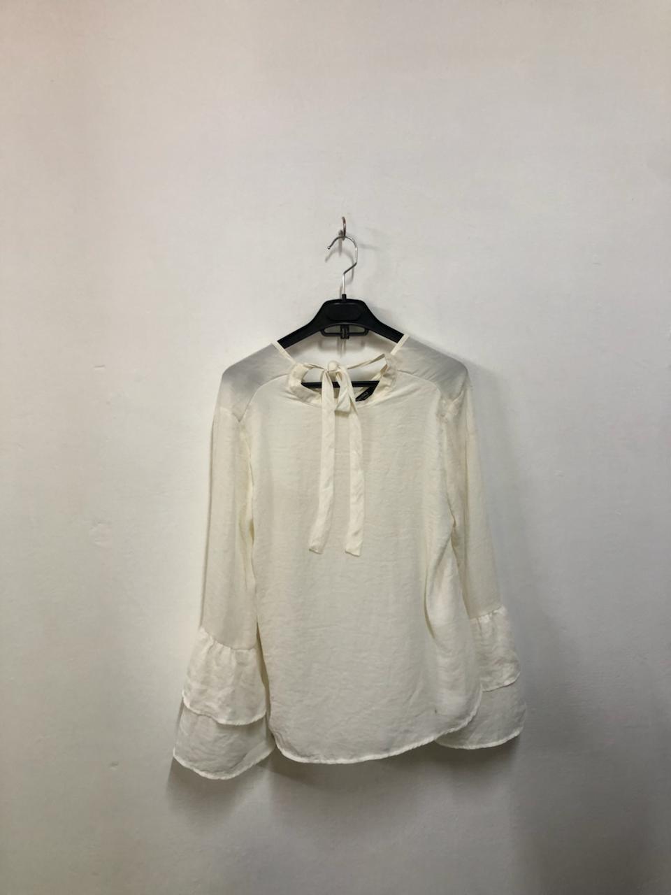 White Ruffle Sleeve Top