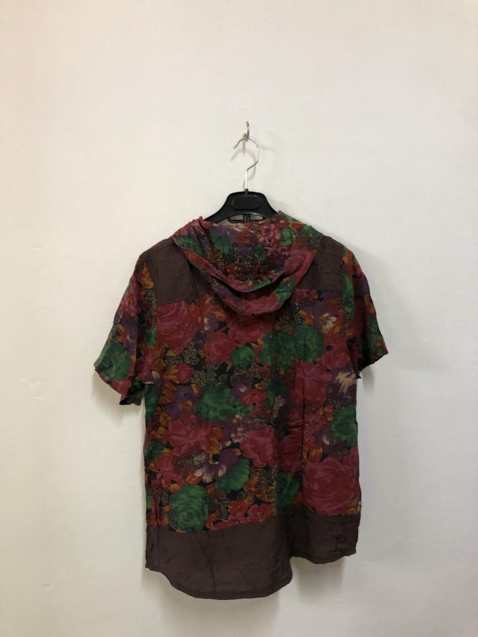 Brown Floral Hooded Top